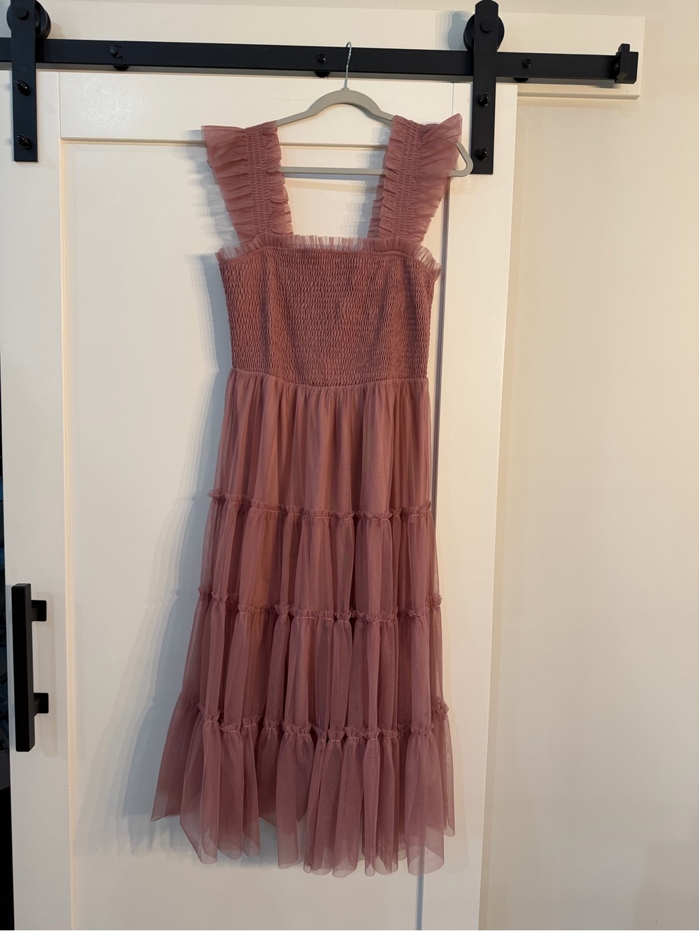 Baltic Born Dusty Rose Tiered Smocked Midi Dress